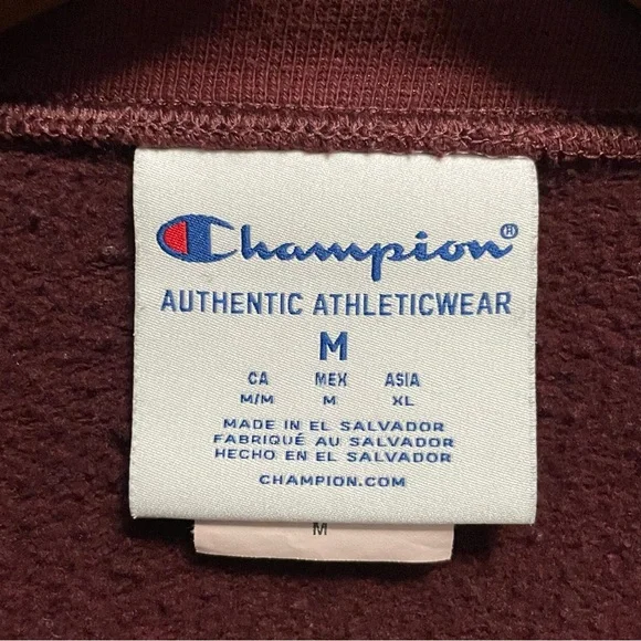 Champion Burgundy Panorama Mountain Resort Varsity Crewneck Sweatshirt Men M - Picture 9 of 12